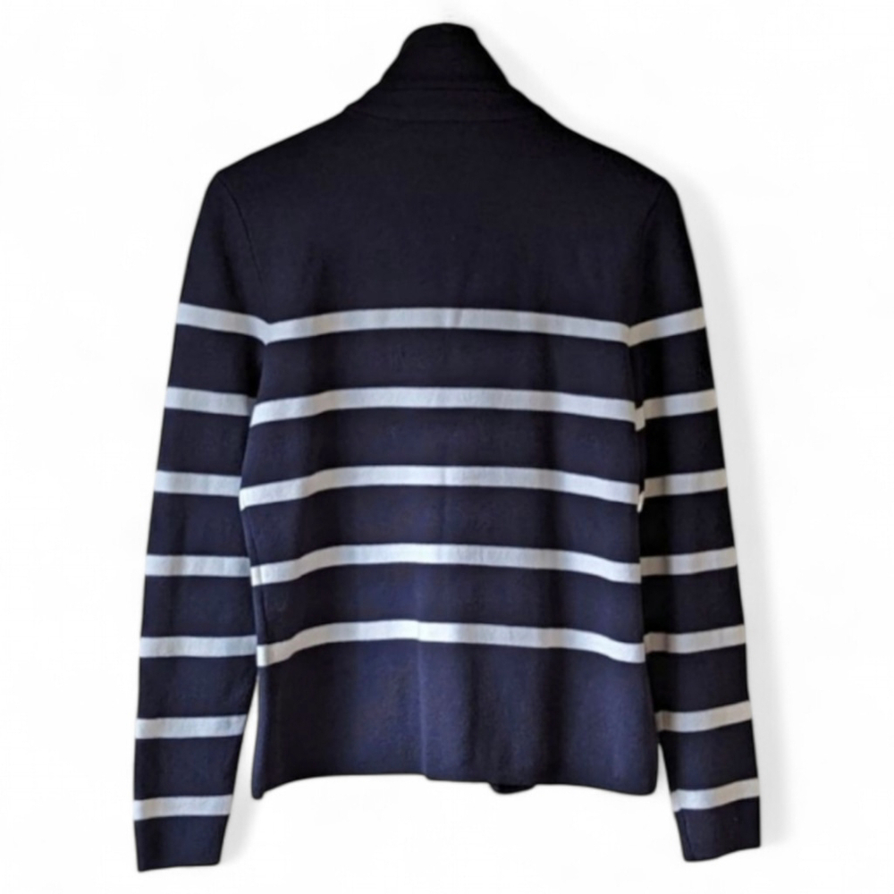 Ralph Lauren Moto Jacket Asymmetrical Zip Navy Sz L Preppy NWOT Knit Blazer - Picture 6 of 15